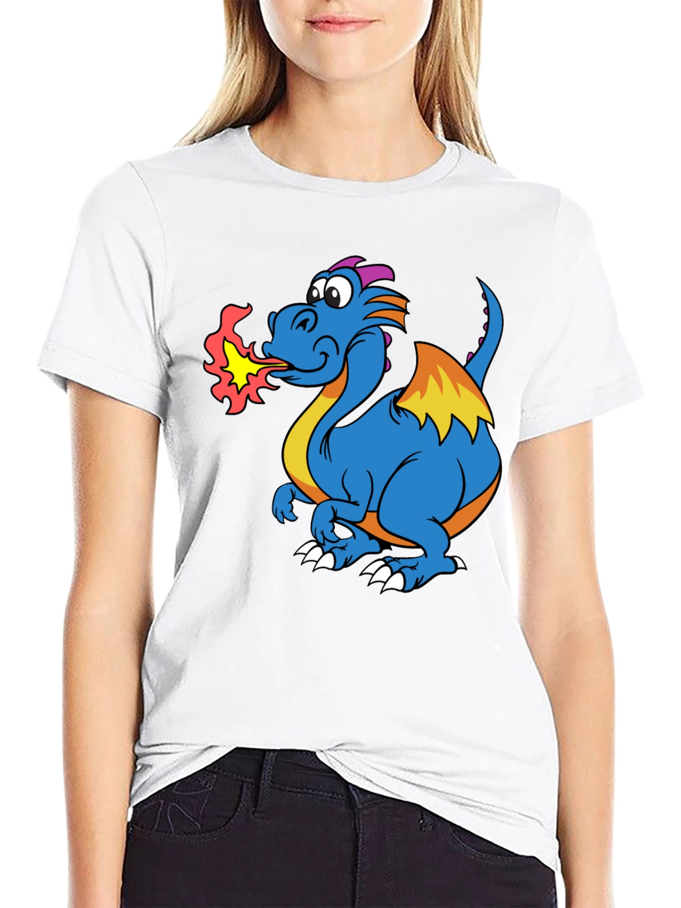 Fire-Breathing Dragon Graphic T-Shirt - Black