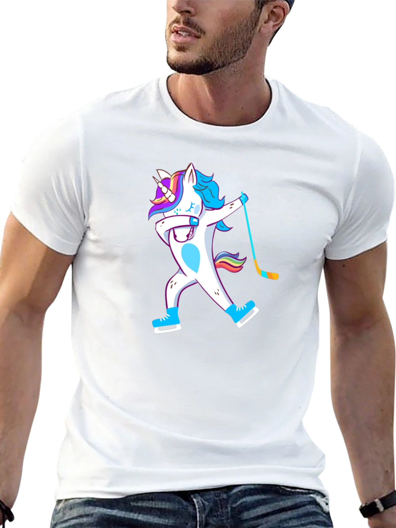 Unicorn Dabbing Hockey Player T-Shirt