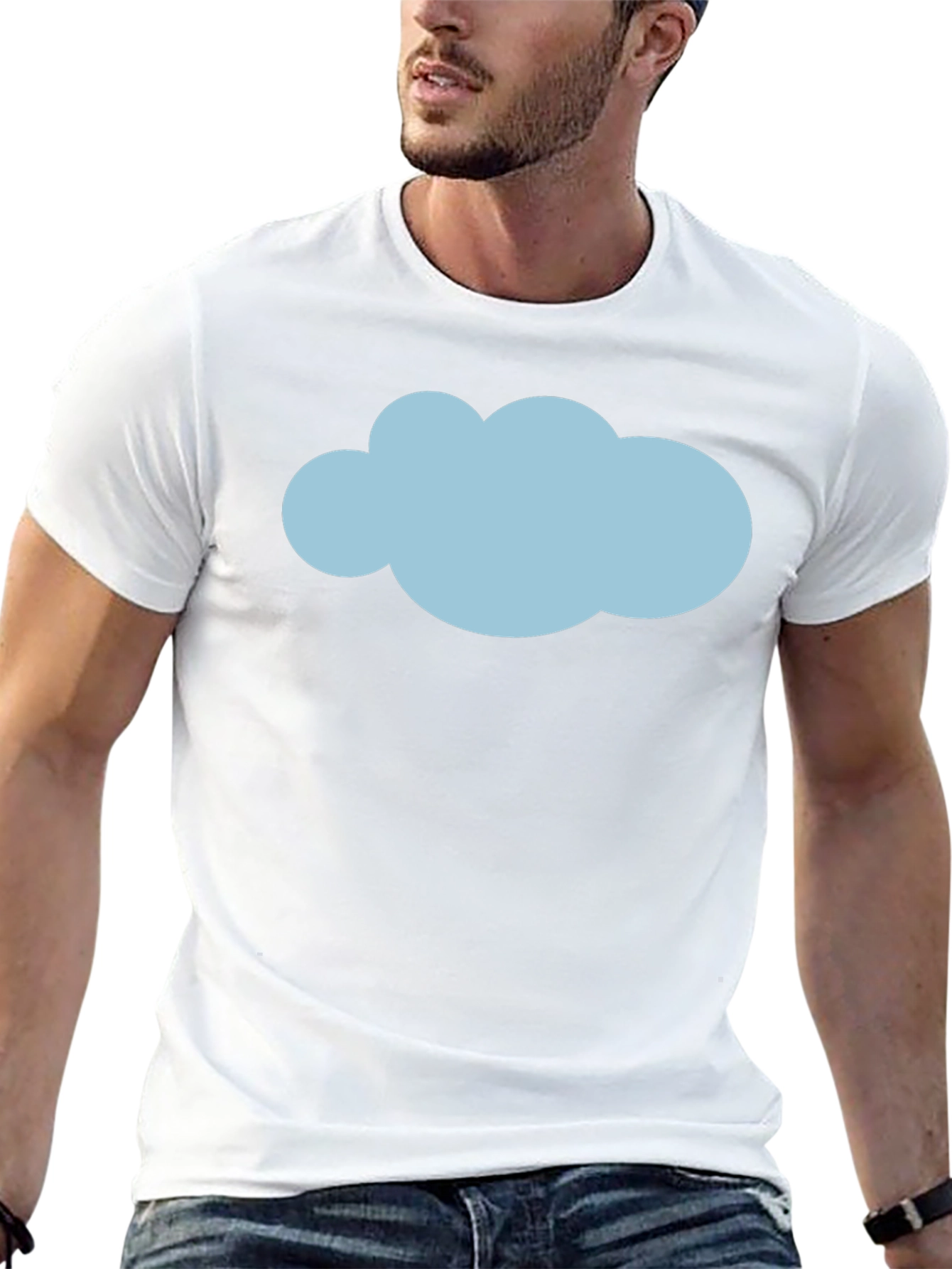 Mens Black T-Shirt with Blue Cloud Graphic