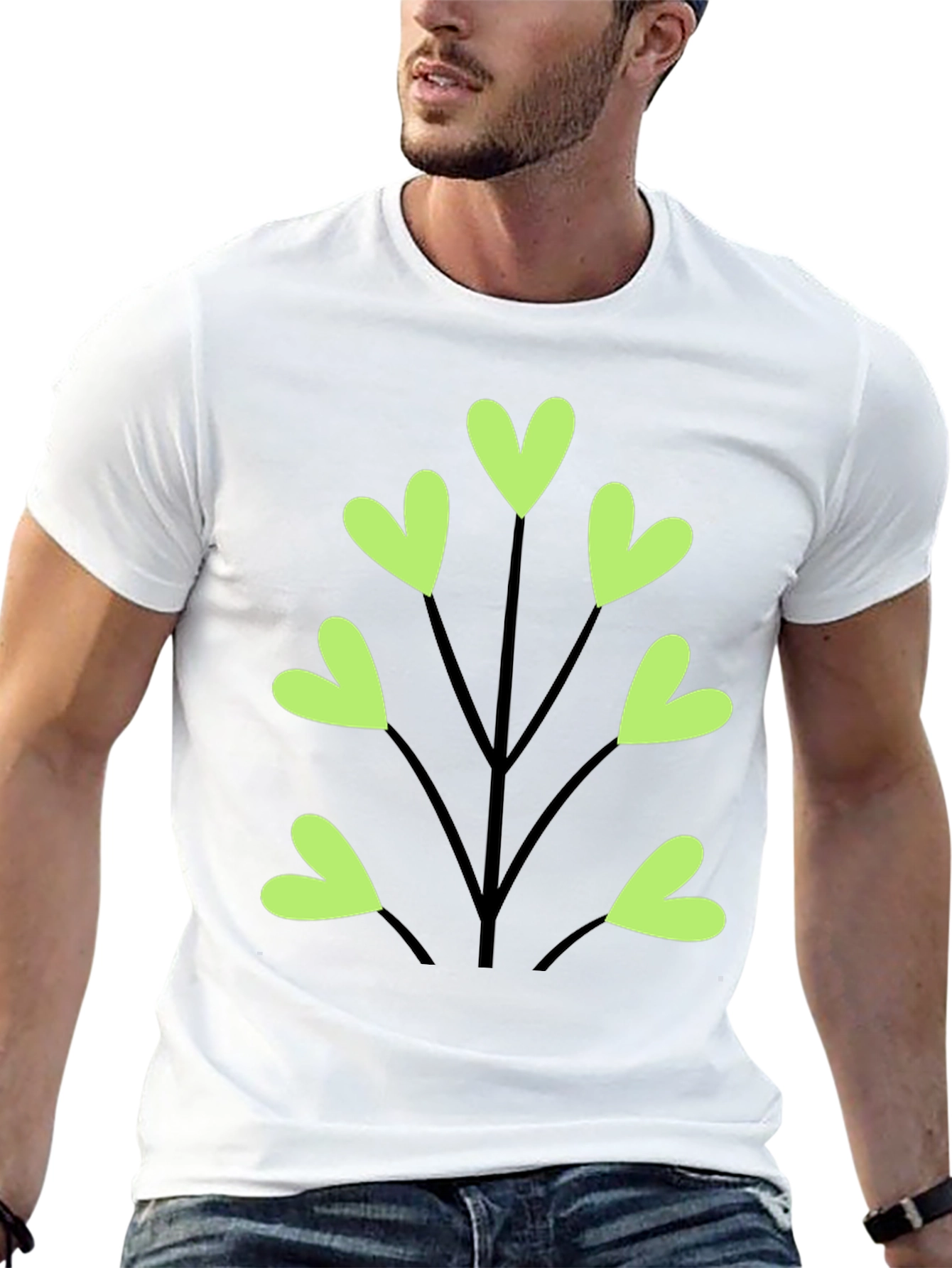 Heart Leaf Tee - Black Cotton T-Shirt