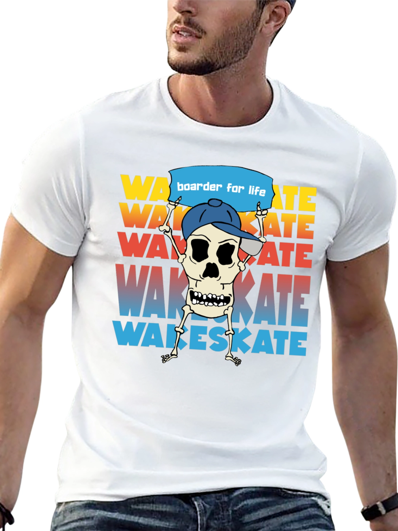 Wake Skate Skeleton Graphic T-Shirt