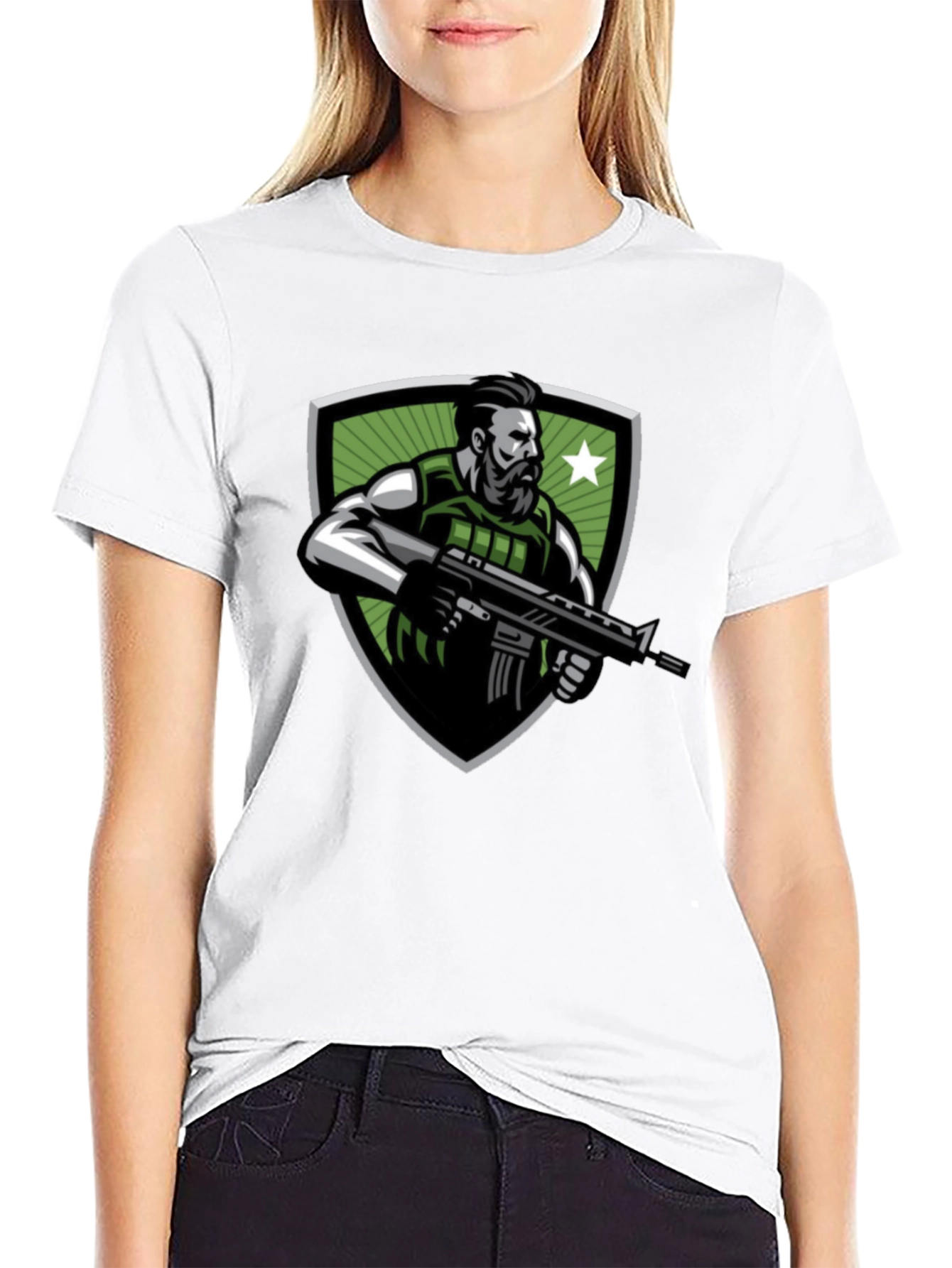 Tactical Soldier Graphic Tee - Black