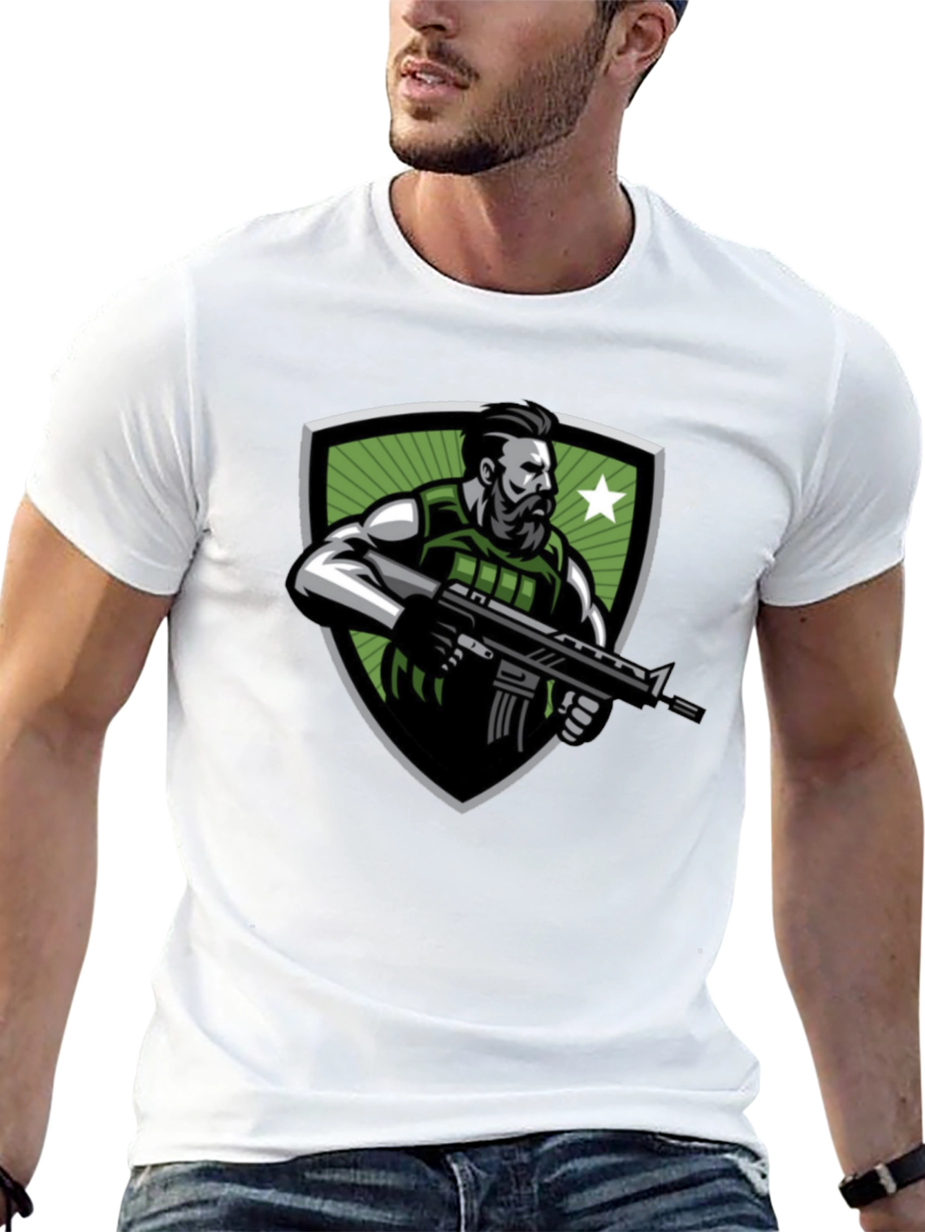 Tactical Soldier Graphic Tee - Black