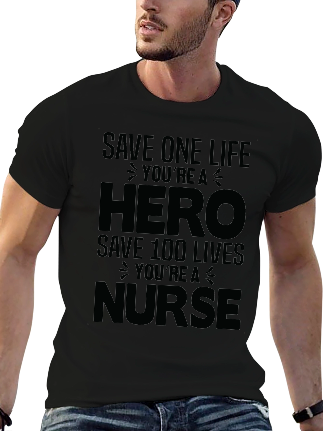 Hero Nurse Graphic Tee - Black Unisex T-Shirt