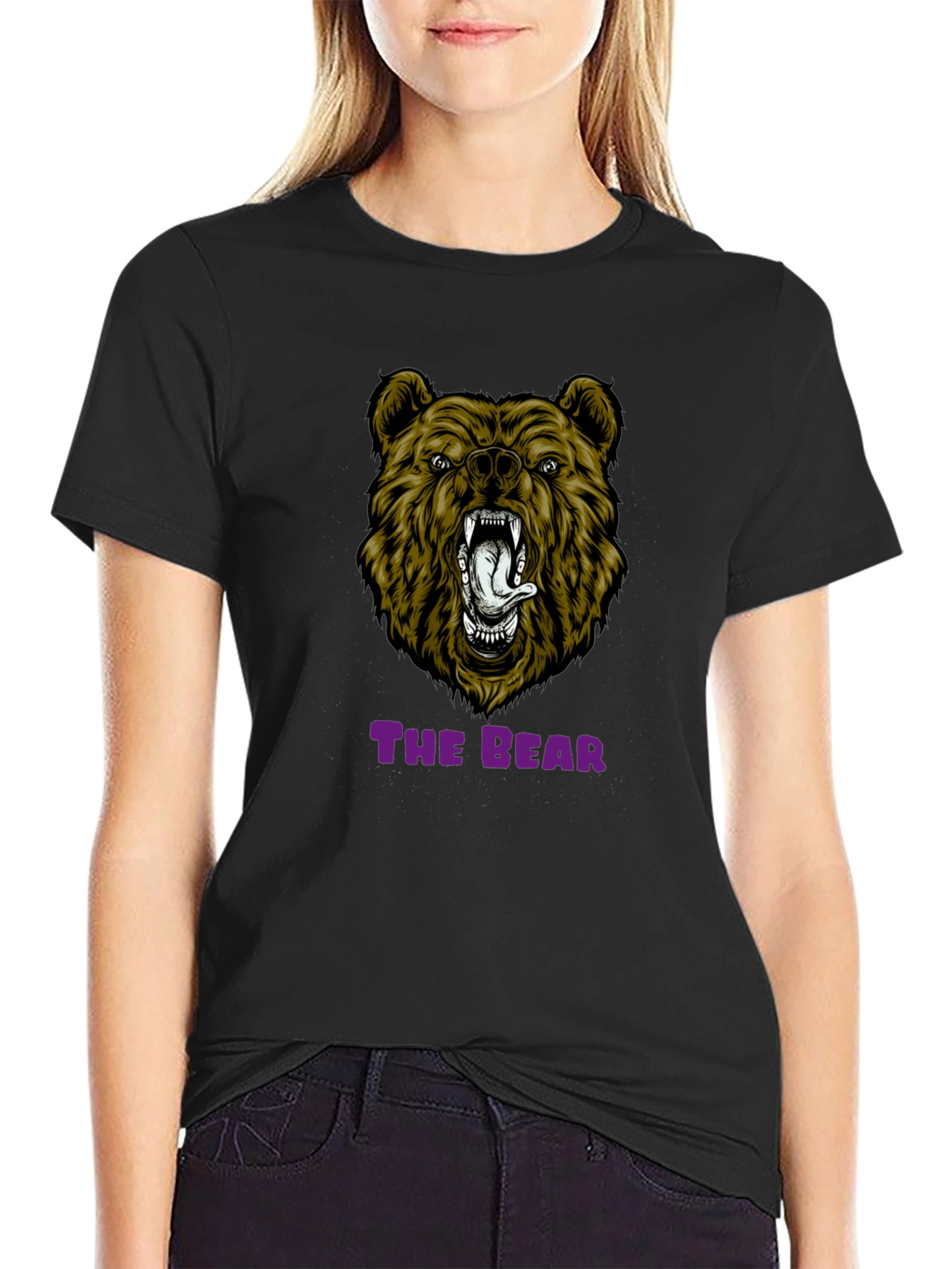 Bear Graphic Print T-Shirt - Mens Black Tee