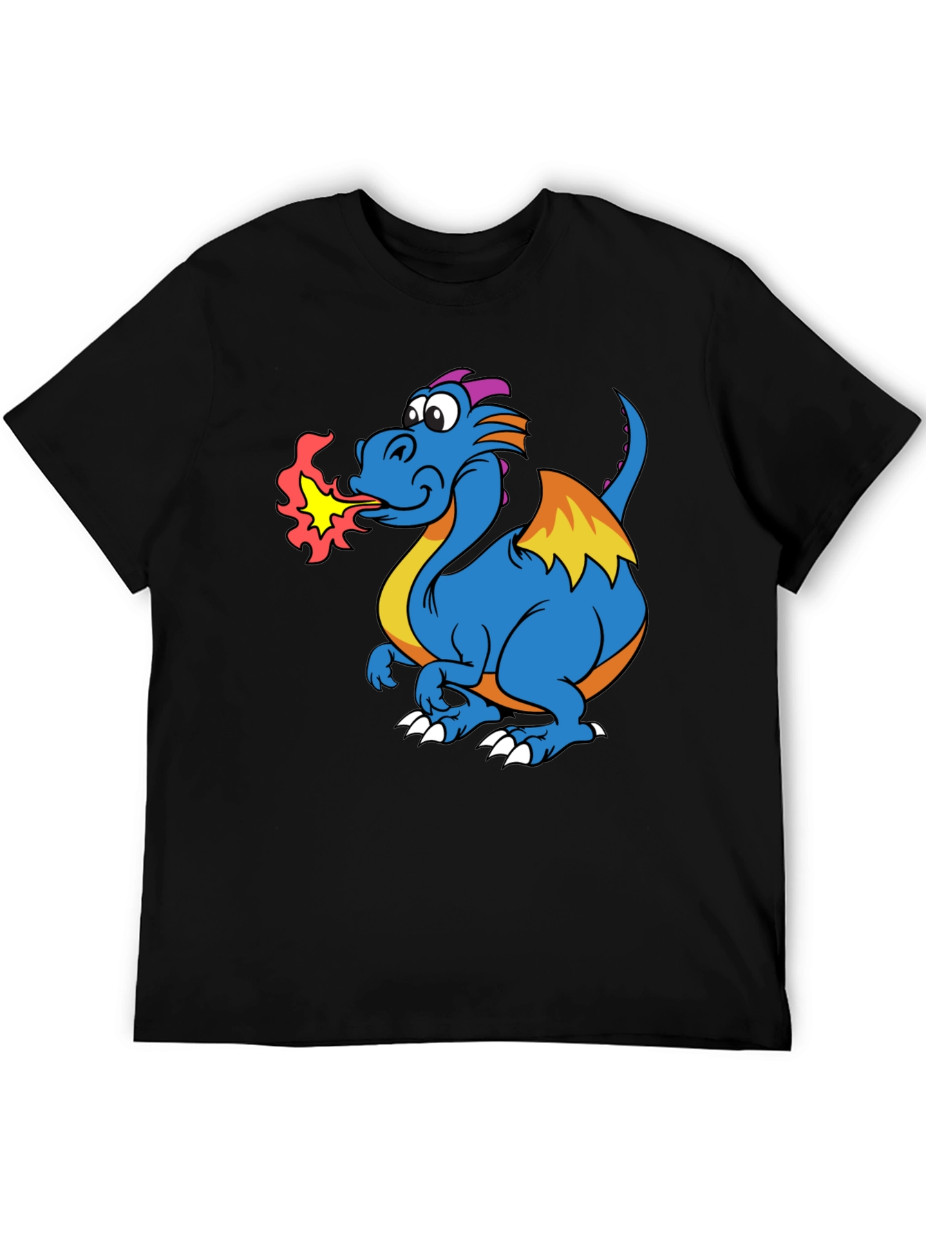 Fire-Breathing Dragon Graphic T-Shirt - Black