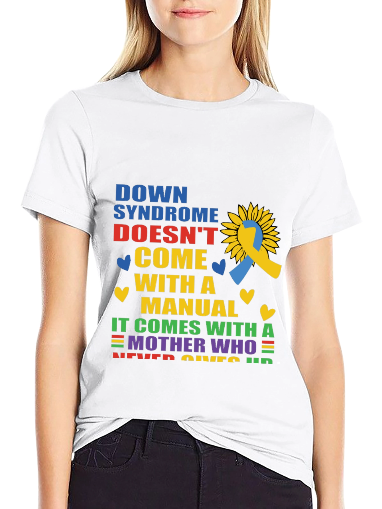 Down Syndrome Awareness T-Shirt Sunflower Ribbon