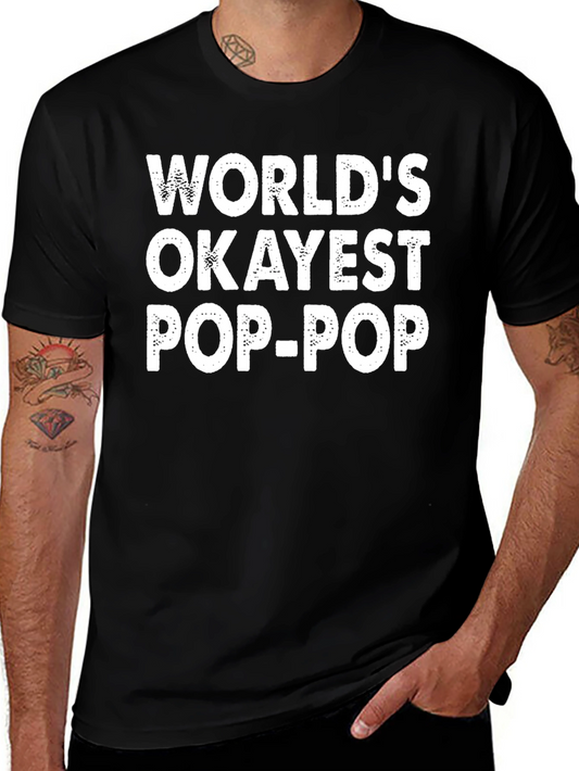 Worlds Okayest Pop-Pop Black T-Shirt