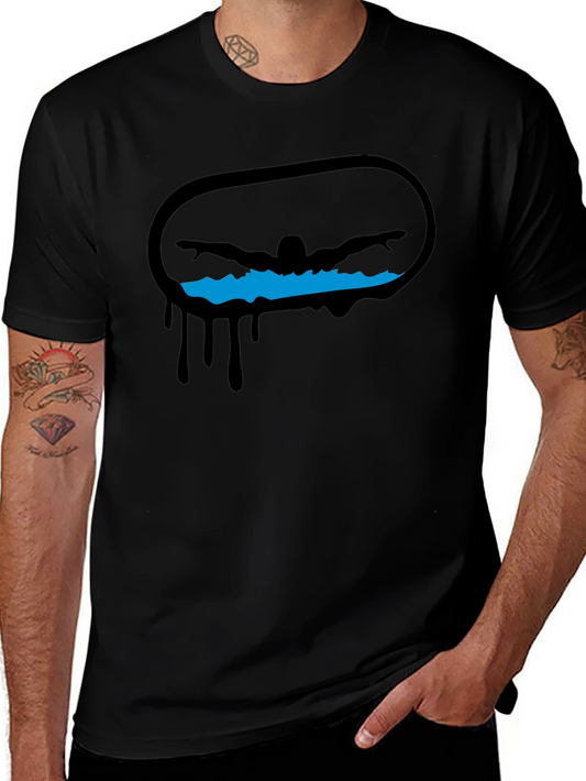 Swimmer Graphic Black T-Shirt
