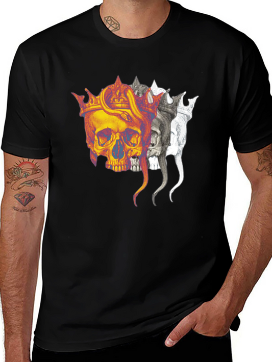 Skull Crown Graphic Print Black T-Shirt