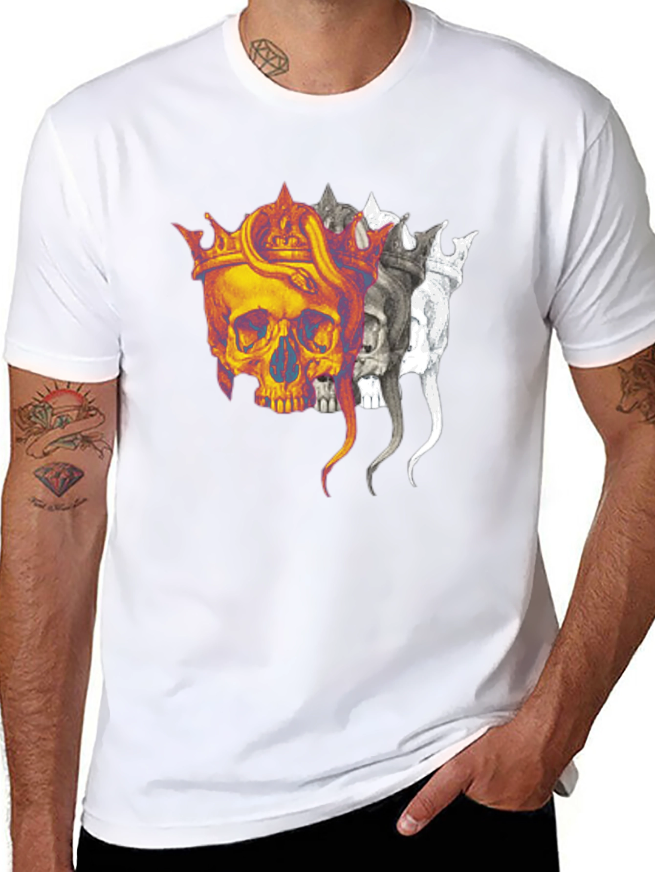 Skull Crown Graphic Print Black T-Shirt