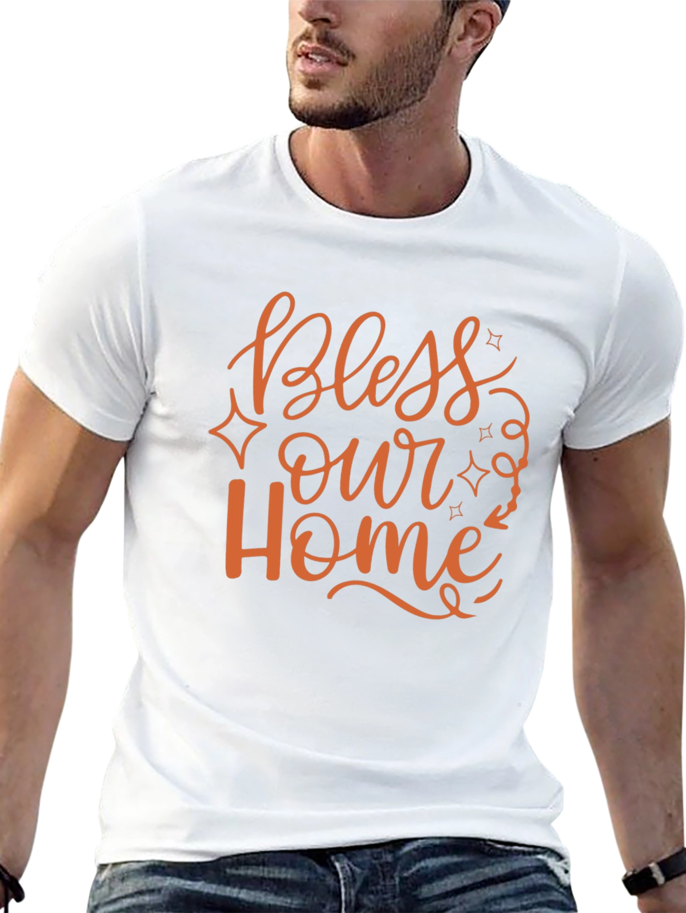 Bless Our Home Graphic Print Black T-Shirt