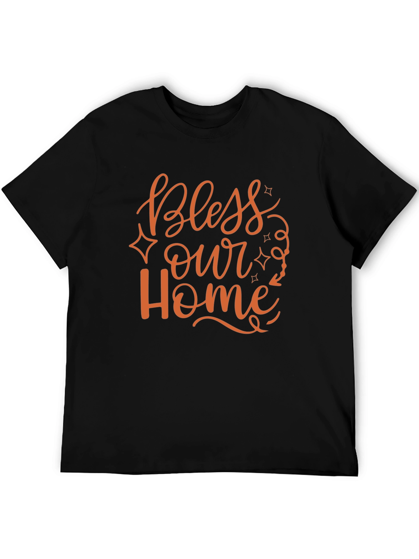 Bless Our Home Graphic Print Black T-Shirt