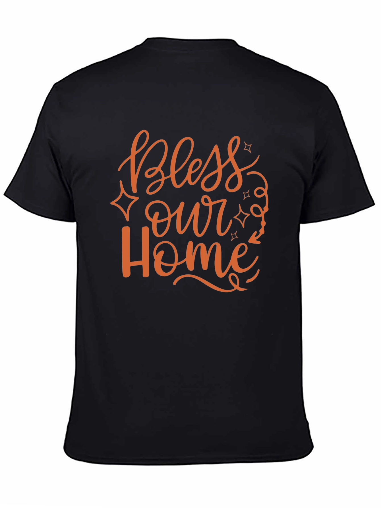 Bless Our Home Graphic Print Black T-Shirt