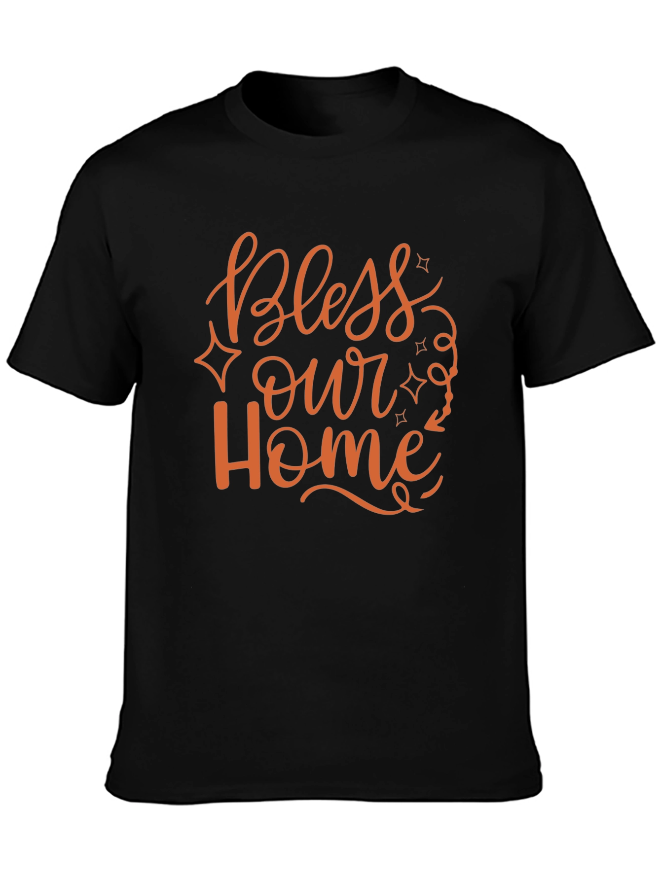 Bless Our Home Graphic Print Black T-Shirt