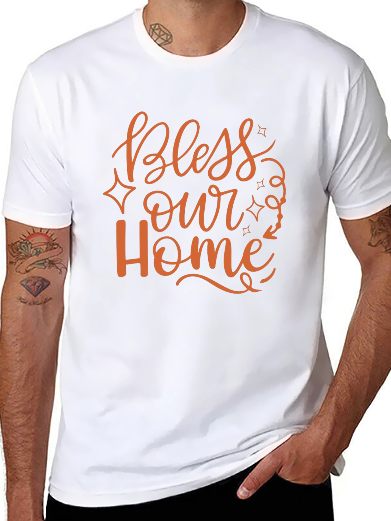 Bless Our Home Graphic Print Black T-Shirt