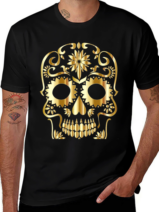 Golden Sugar Skull Graphic Tee