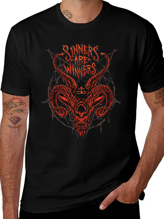 Sinners are Winners Graphic Tee - Black Cotton T-Shirt