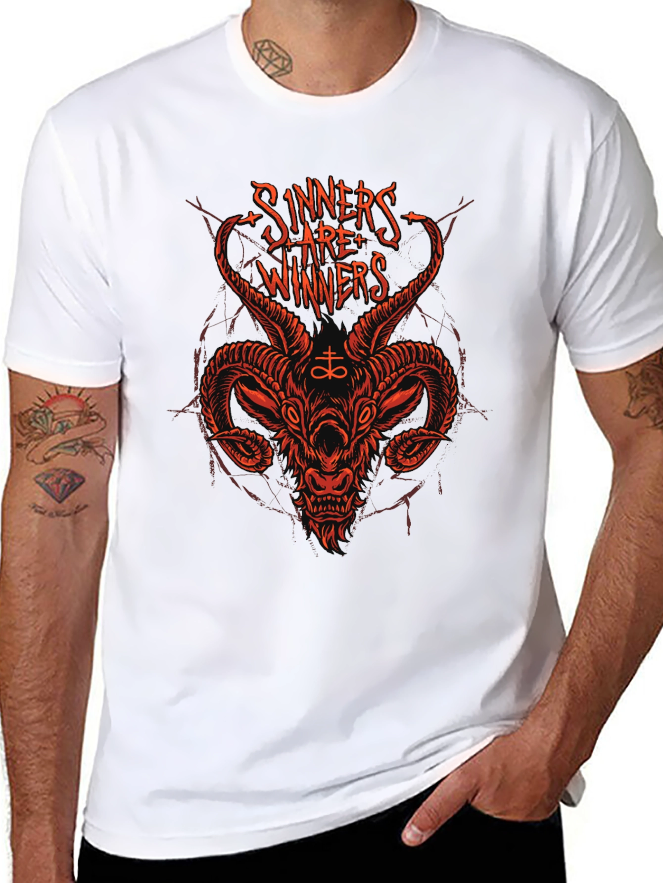 Sinners are Winners Graphic Tee - Black Cotton T-Shirt