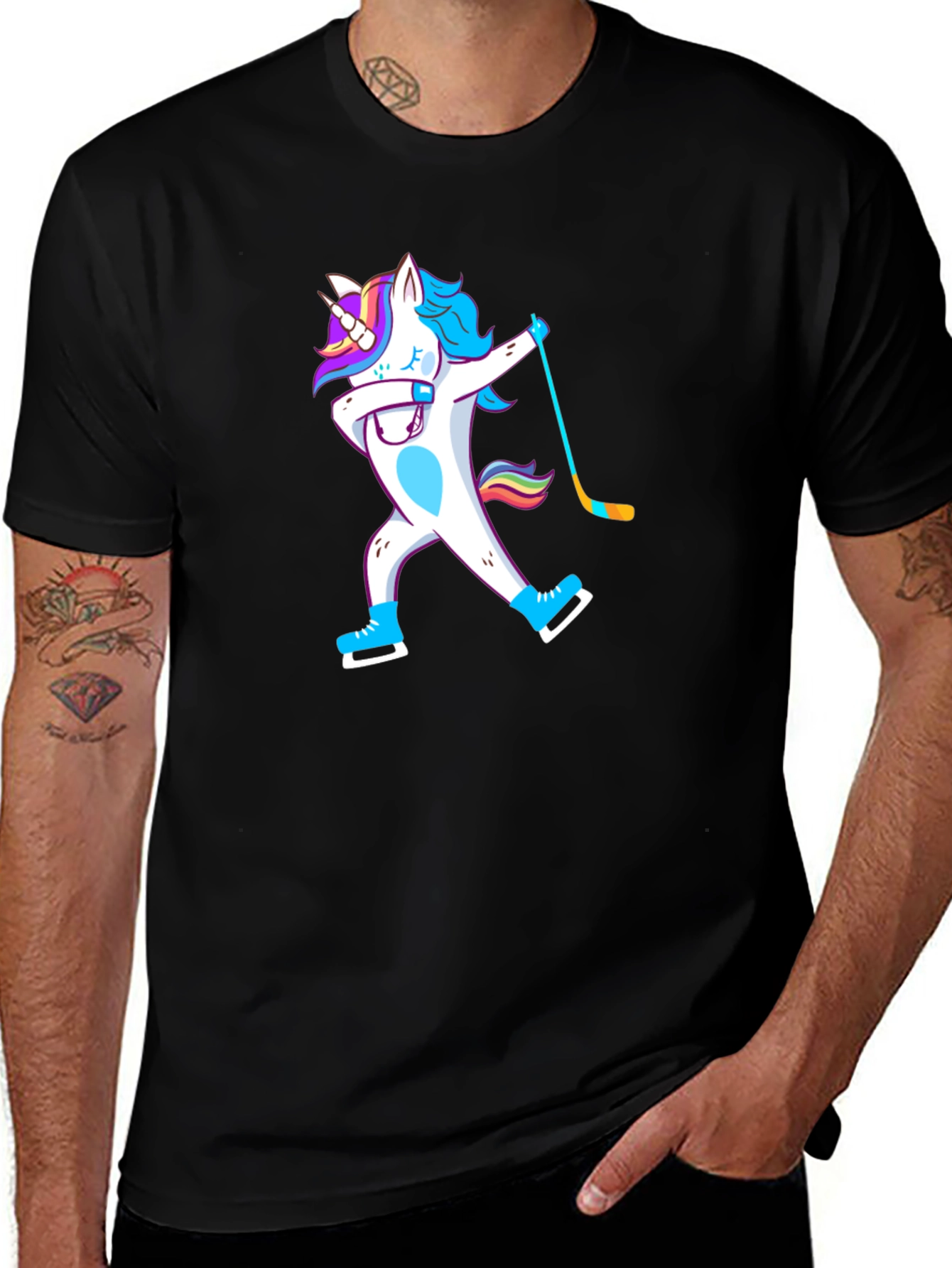 Unicorn Dabbing Hockey Player T-Shirt
