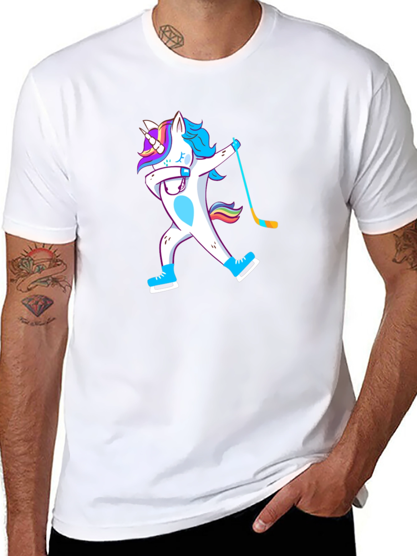 Unicorn Dabbing Hockey Player T-Shirt