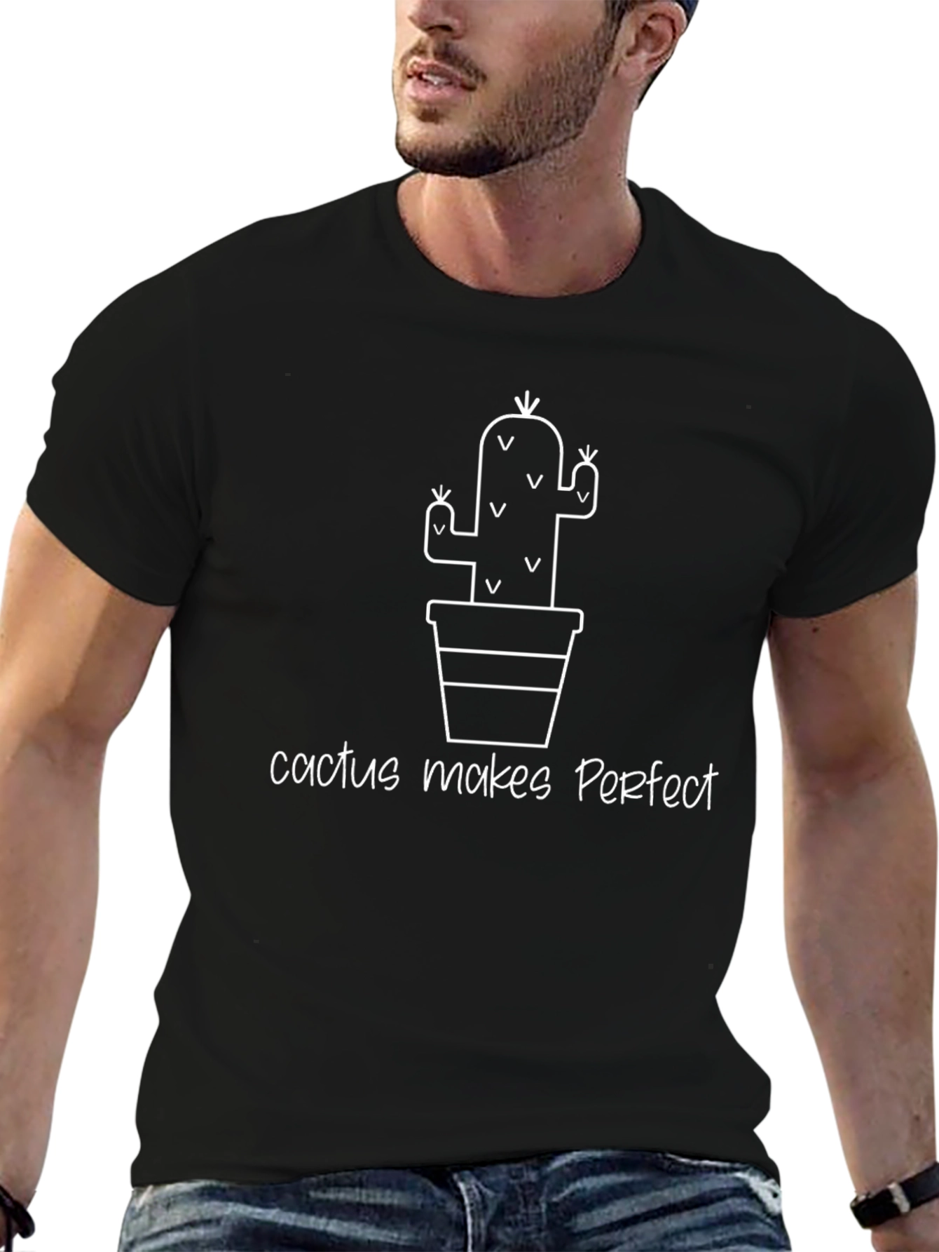 Cactus Makes Perfect T-Shirt - Black Novelty Tee