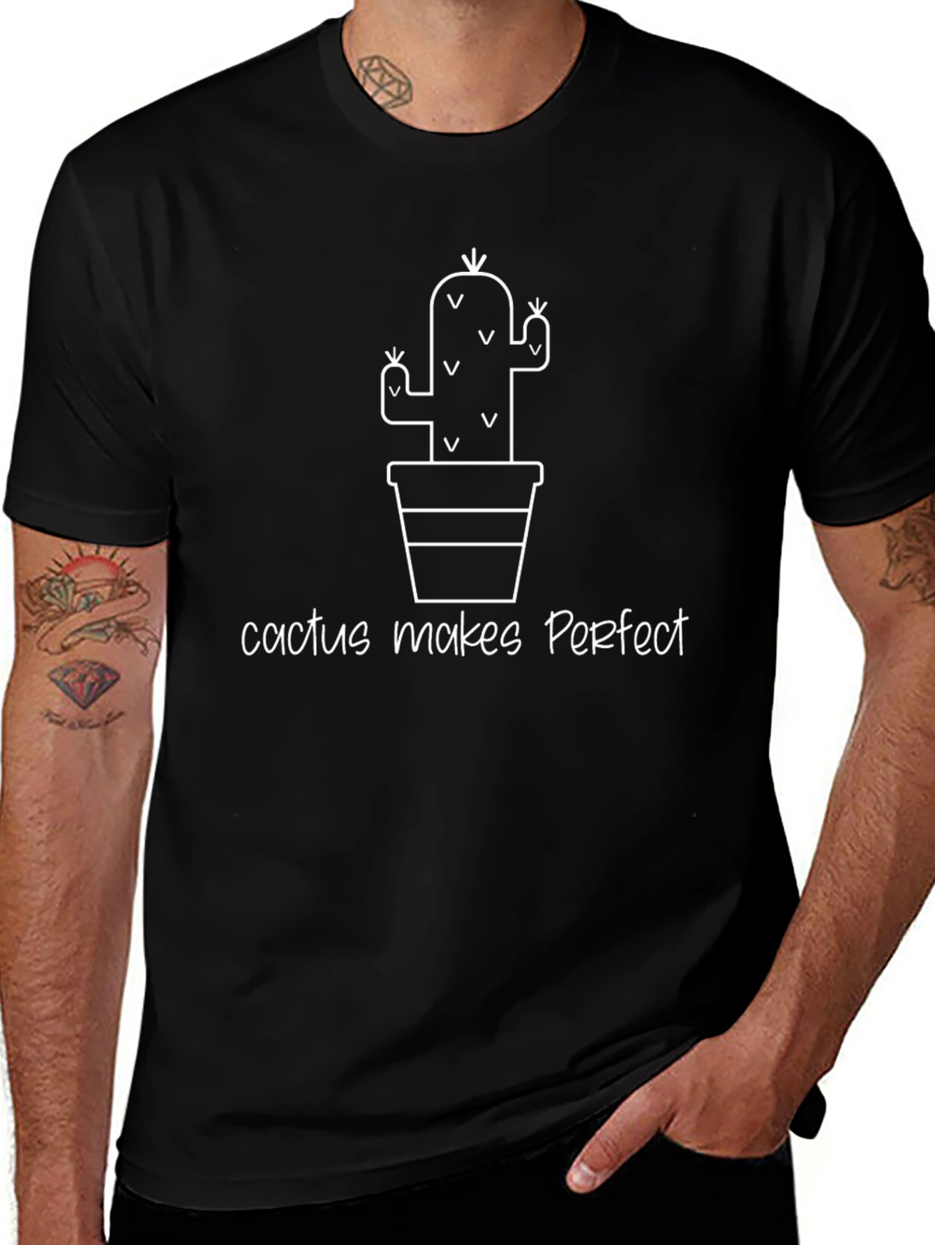 Cactus Makes Perfect T-Shirt - Black Novelty Tee