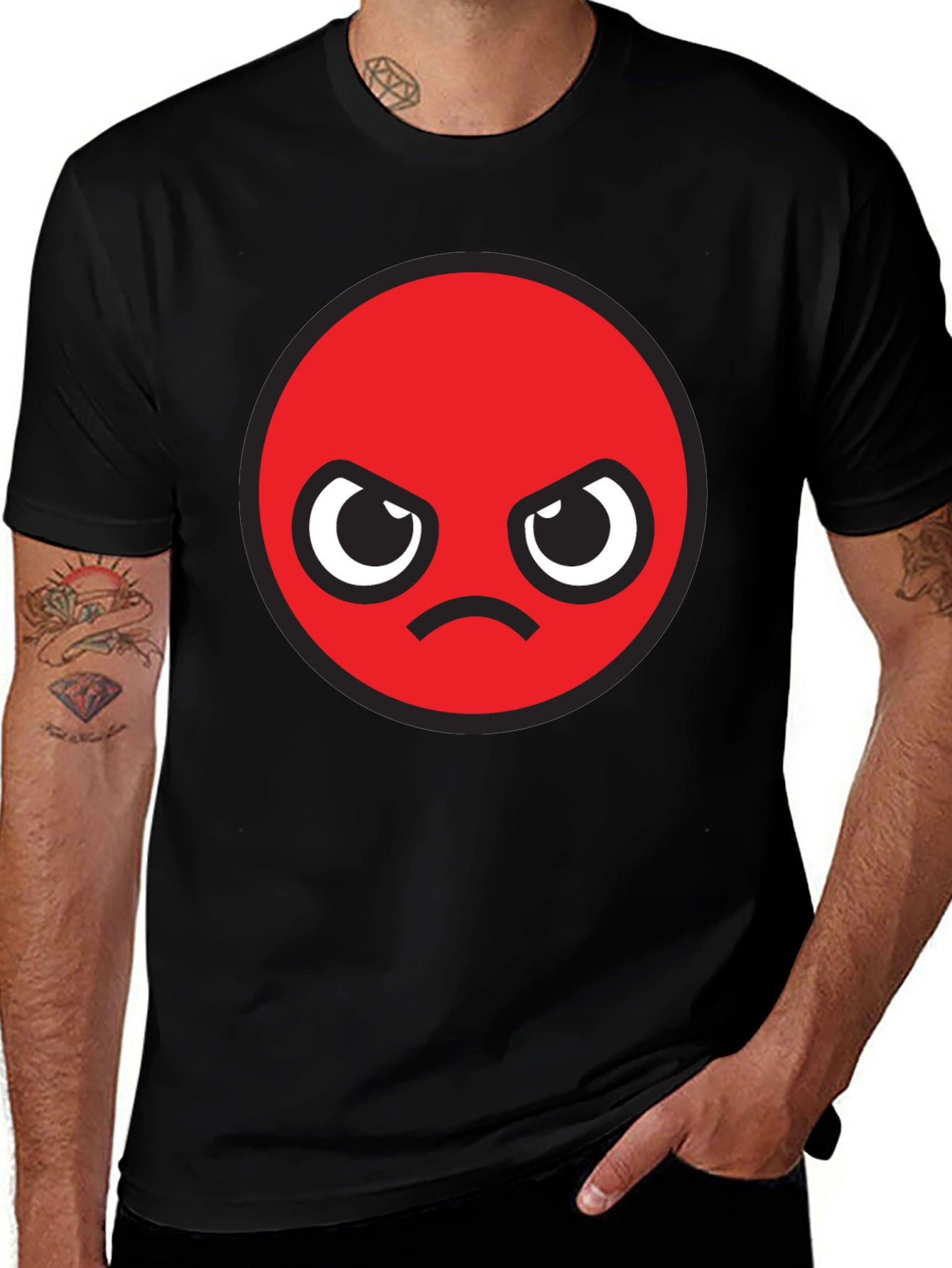 Angry Emoji Graphic Black T-Shirt