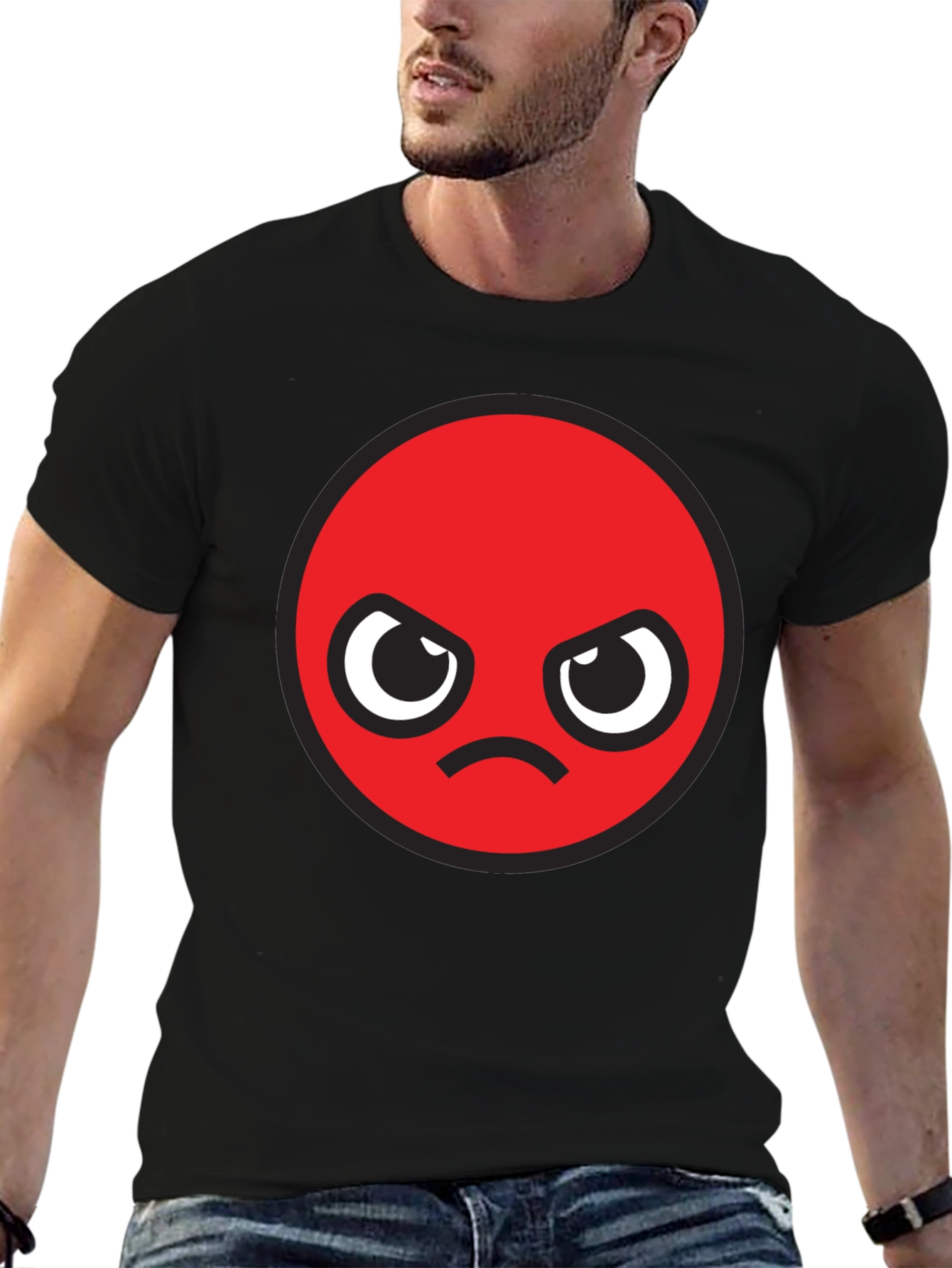 Angry Emoji Graphic Black T-Shirt