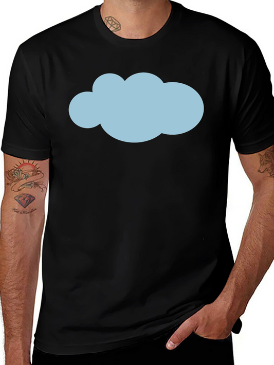 Mens Black T-Shirt with Blue Cloud Graphic