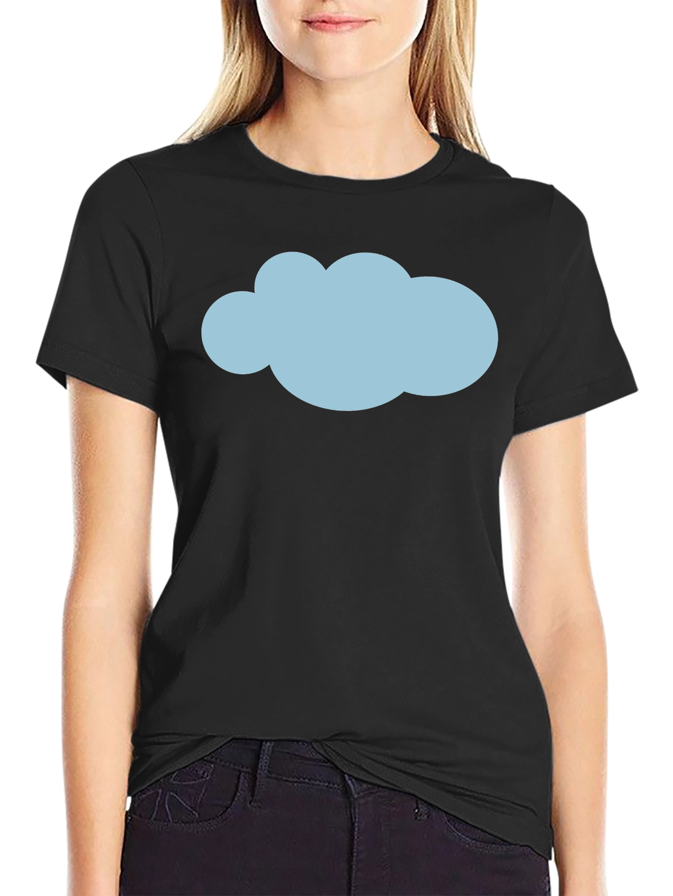 Mens Black T-Shirt with Blue Cloud Graphic