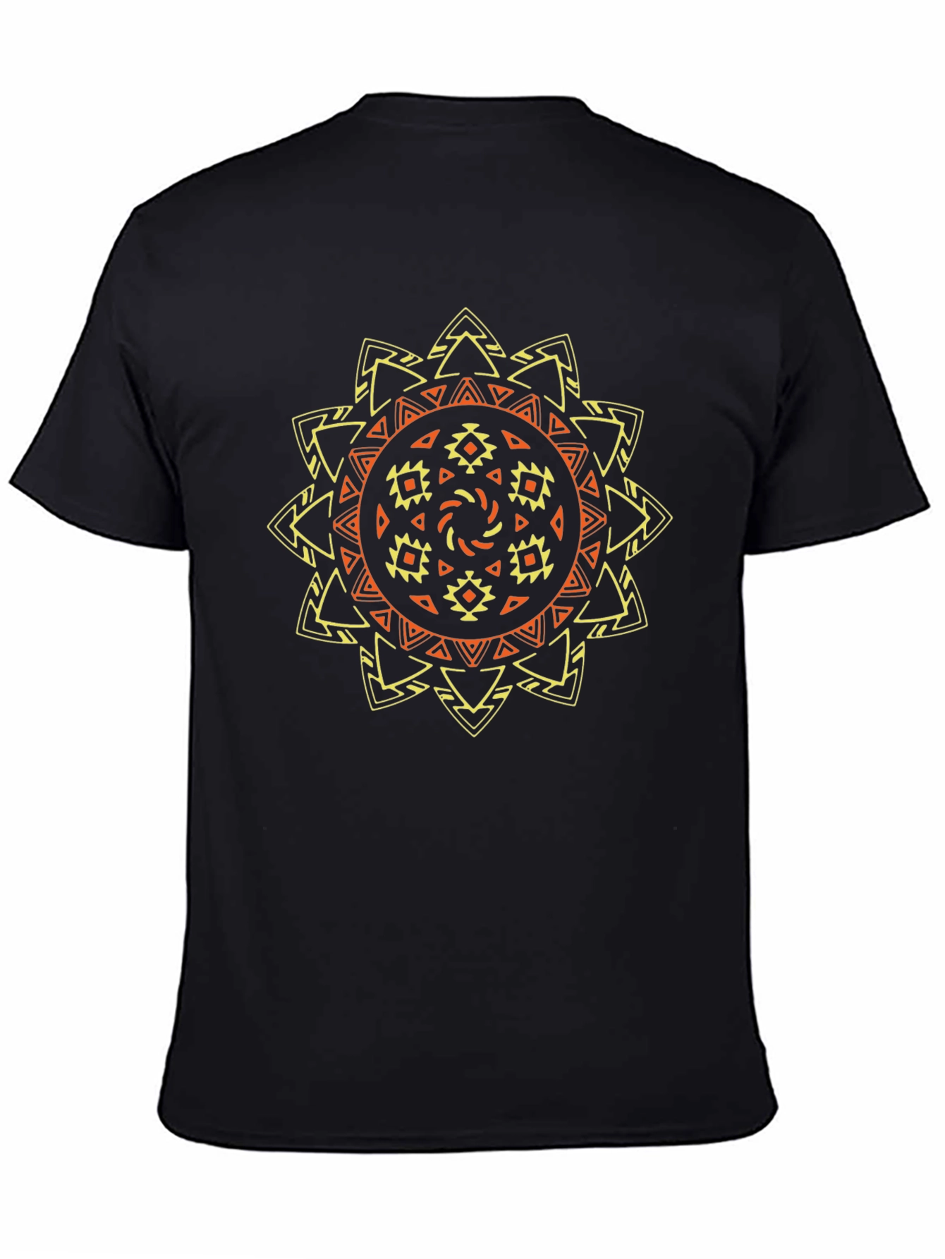 Tribal Sun Graphic Tee - Stylish Black T-Shirt