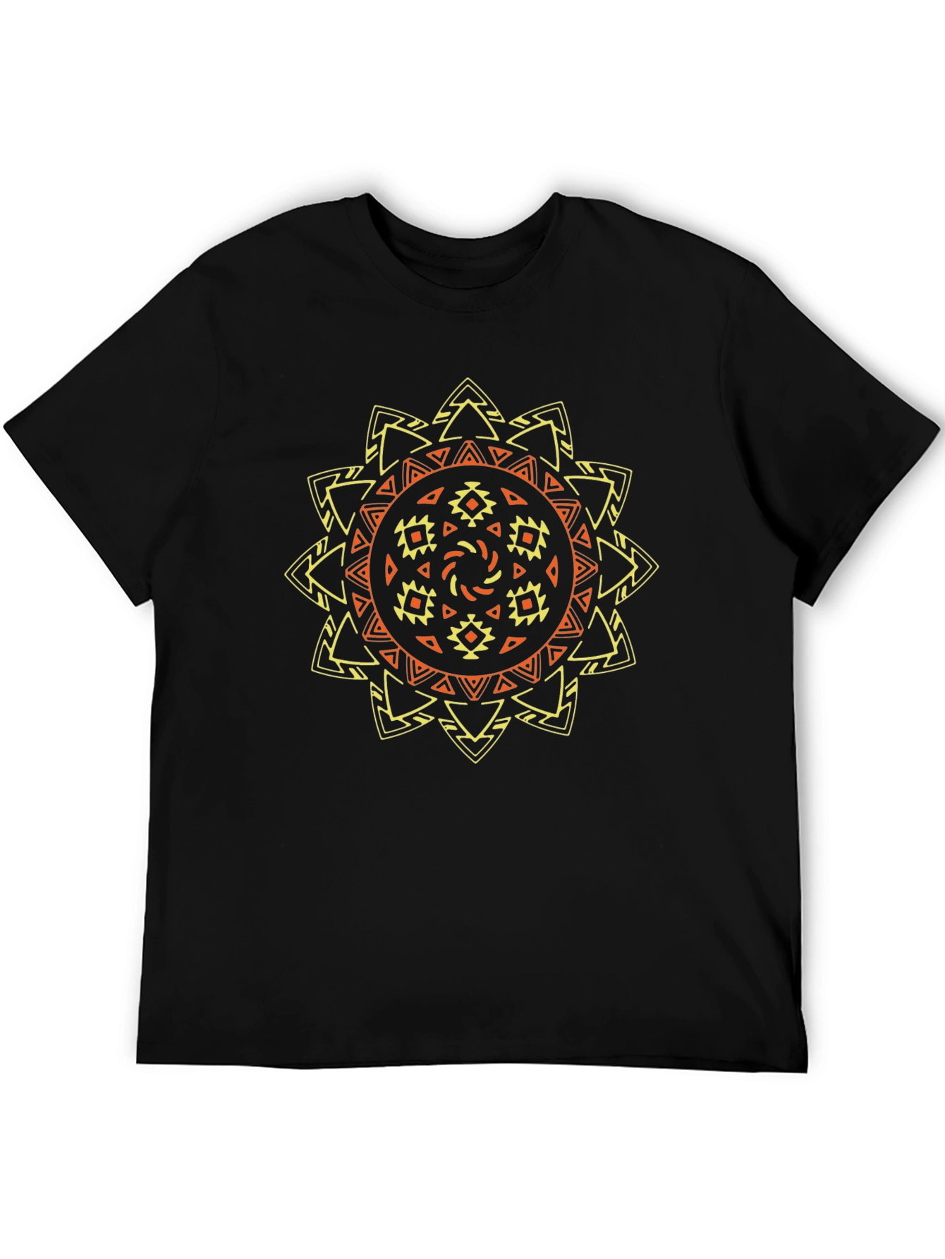 Tribal Sun Graphic Tee - Stylish Black T-Shirt