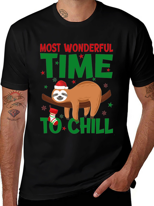 Festive Sloth T-Shirt: Most Wonderful Time to Chill