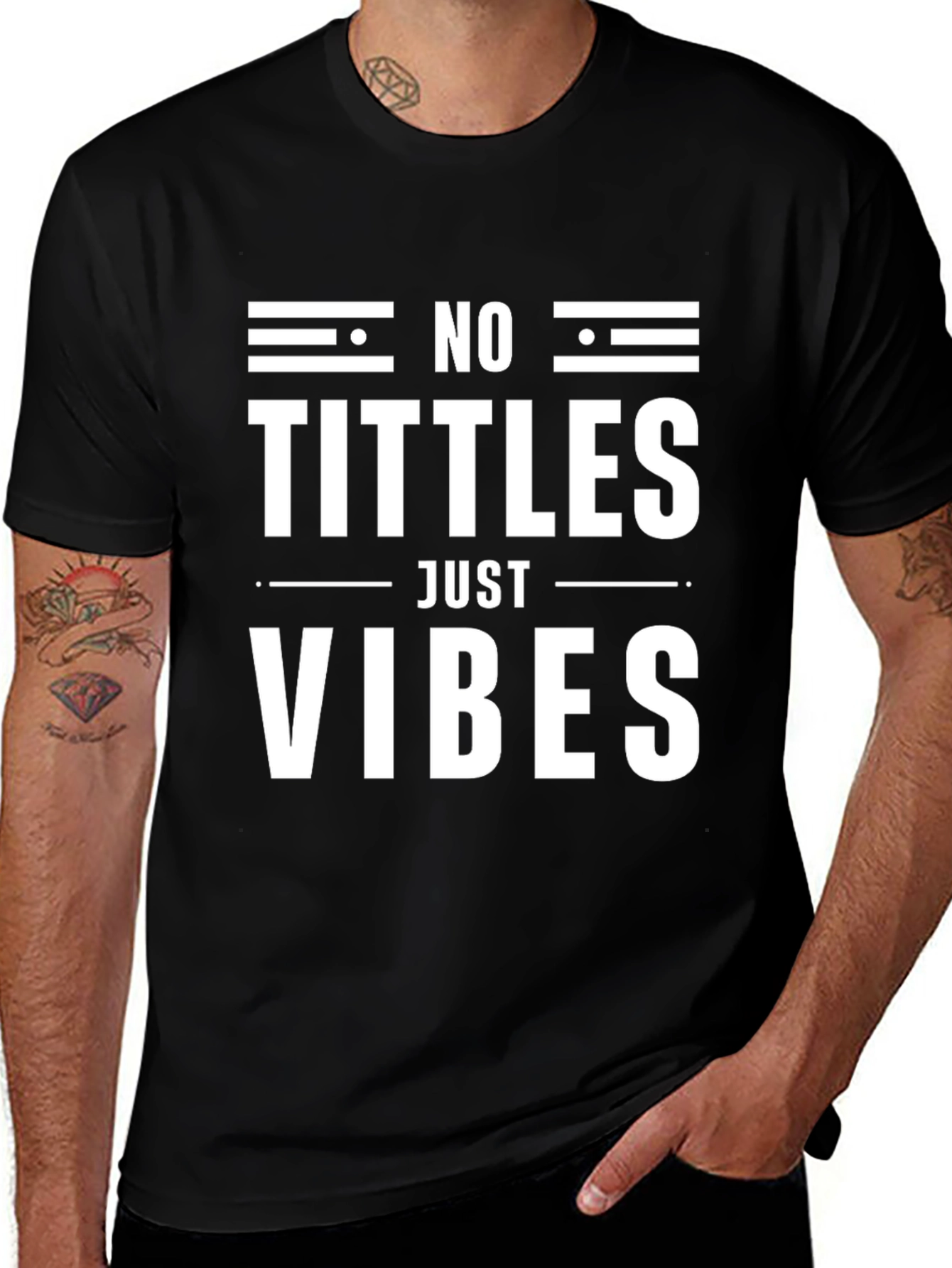 No Tittles Just Vibes Graphic Tee - Black