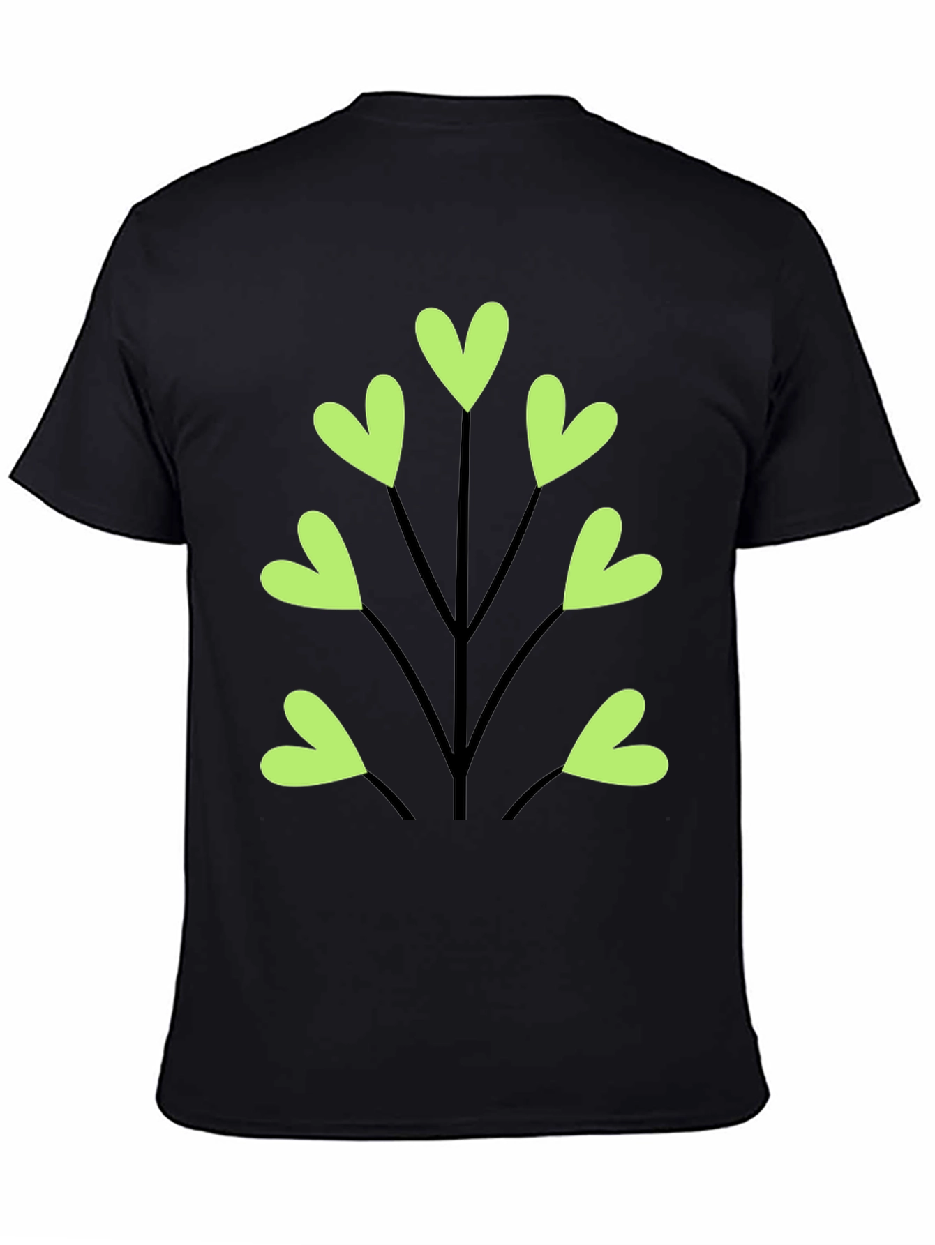 Heart Leaf Tee - Black Cotton T-Shirt