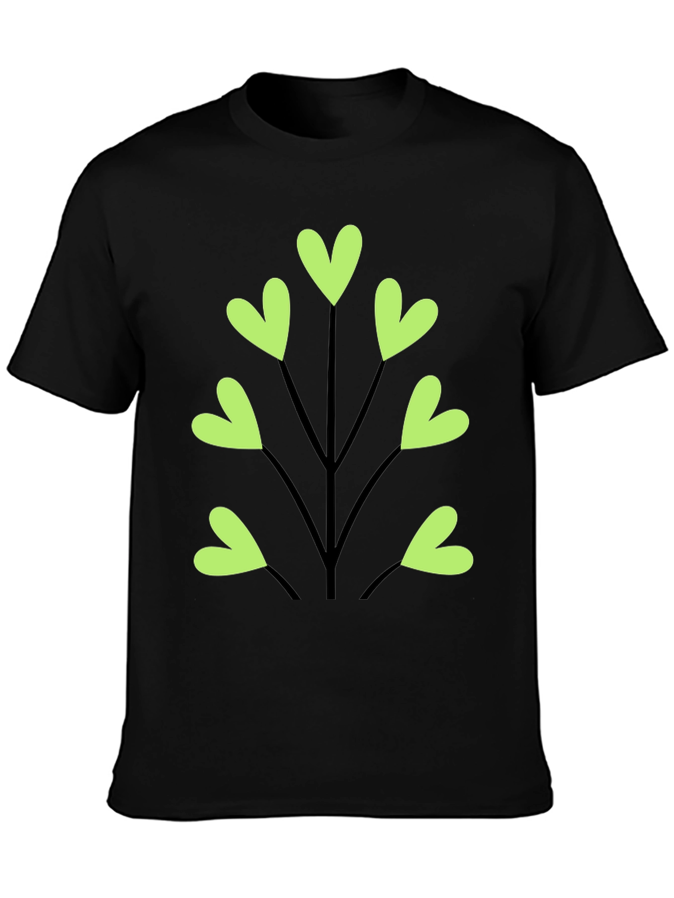 Heart Leaf Tee - Black Cotton T-Shirt