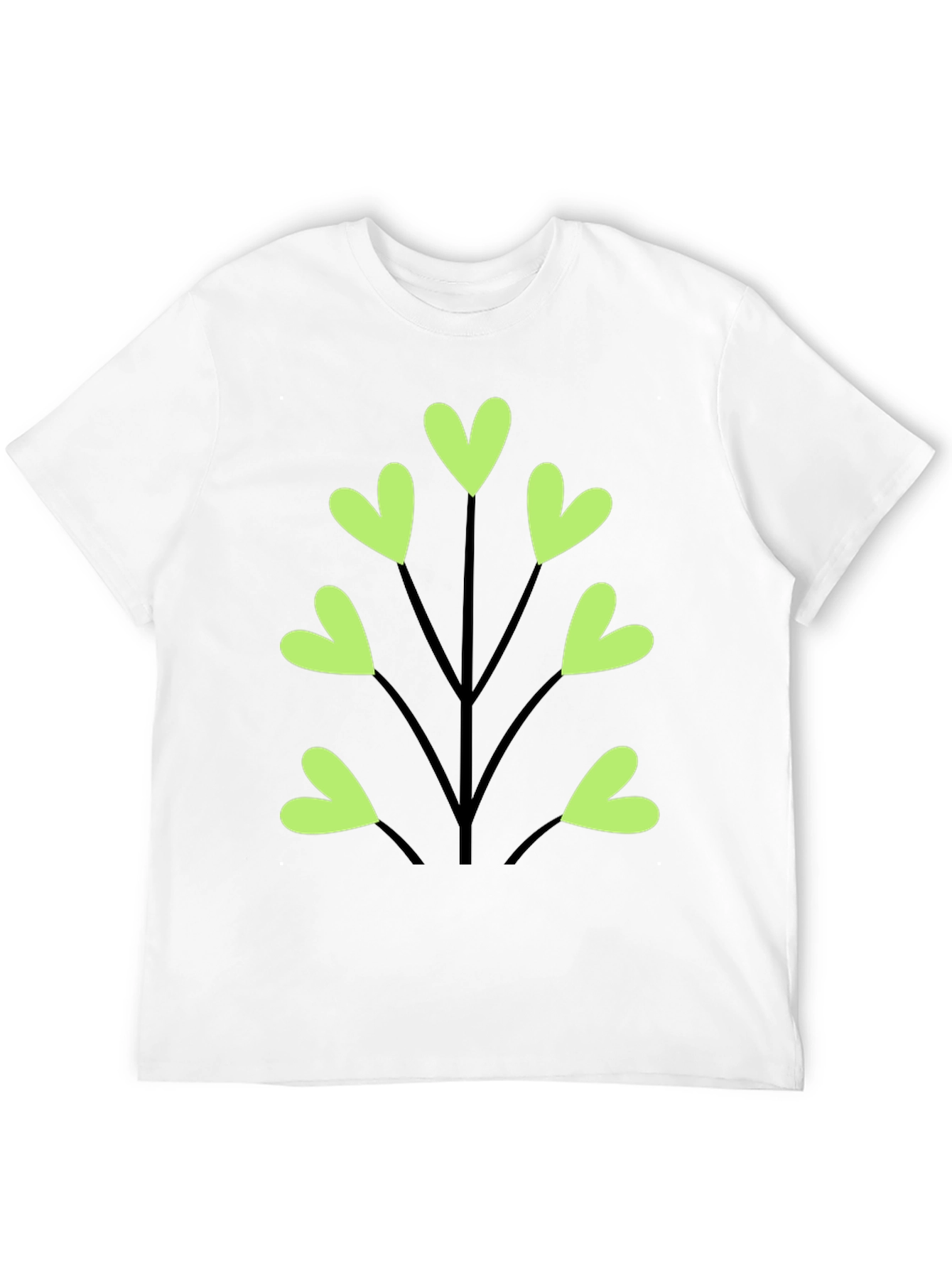 Heart Leaf Tee - Black Cotton T-Shirt