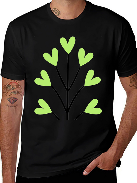 Heart Leaf Tee - Black Cotton T-Shirt