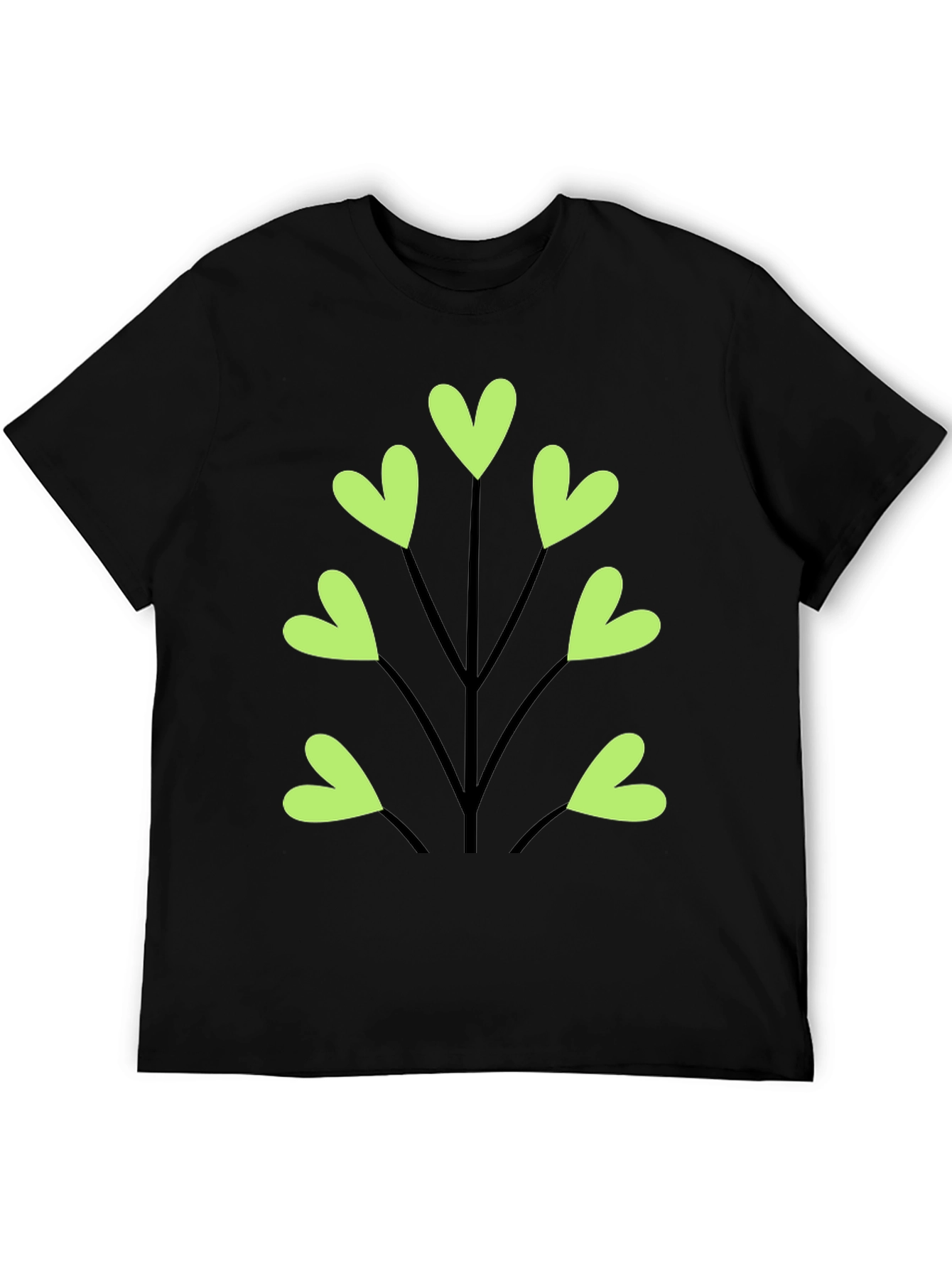 Heart Leaf Tee - Black Cotton T-Shirt
