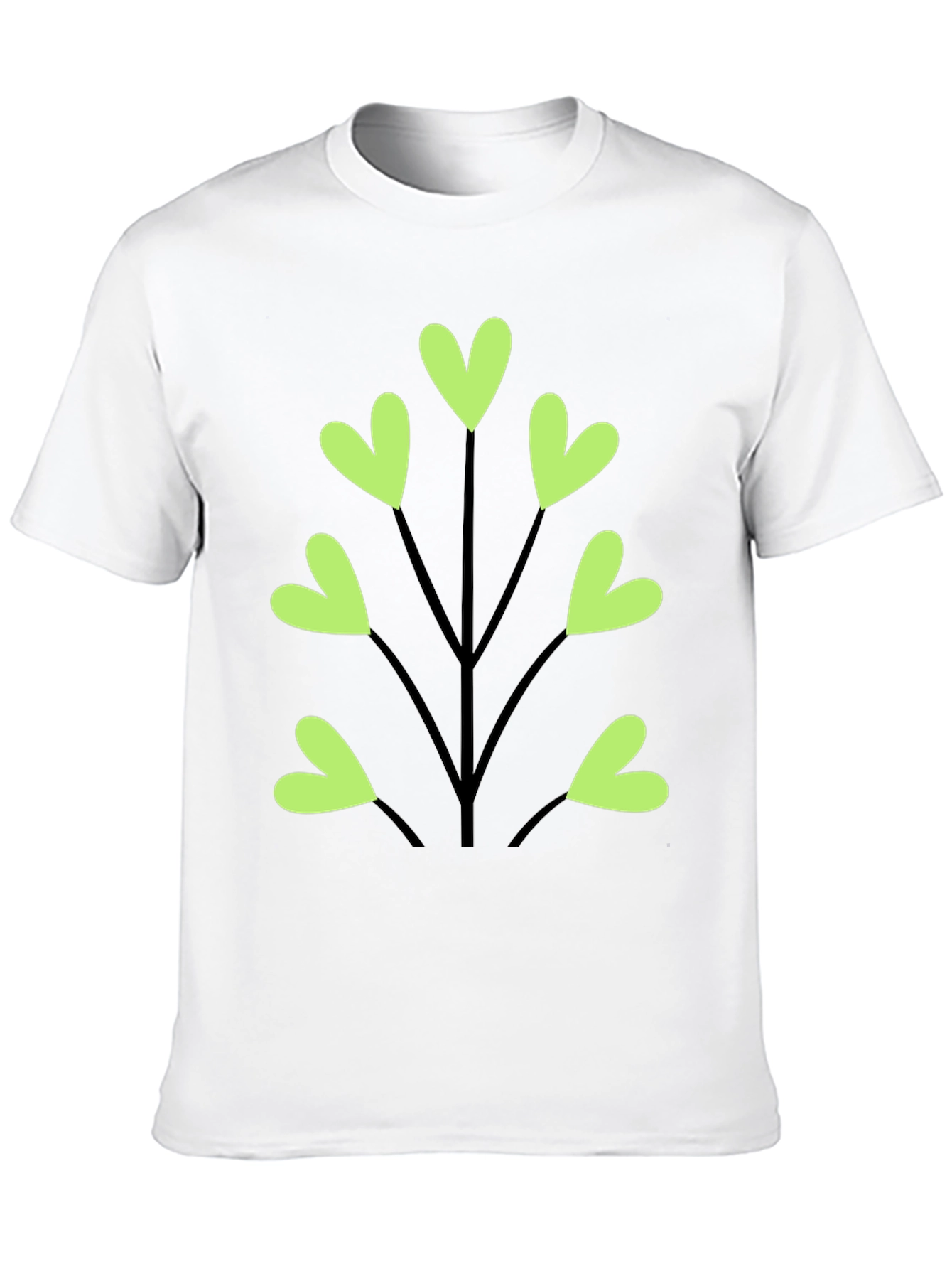Heart Leaf Tee - Black Cotton T-Shirt