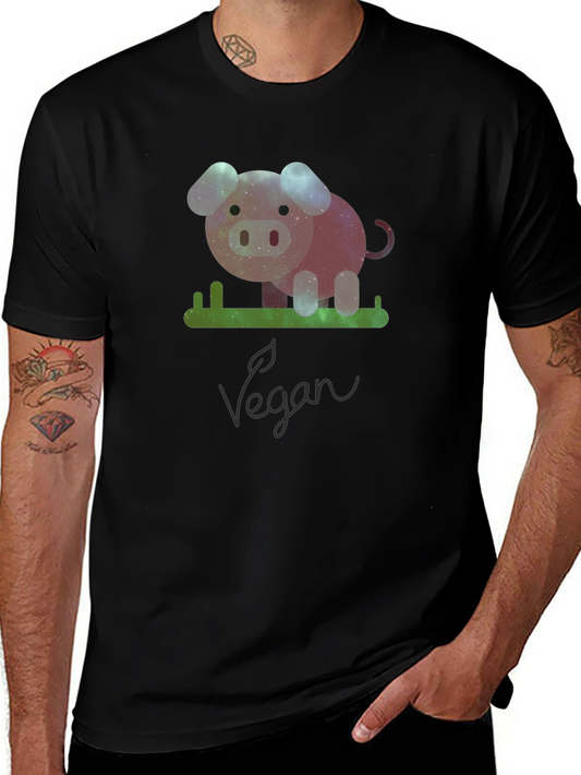 Vegan Galaxy Pig Graphic T-Shirt