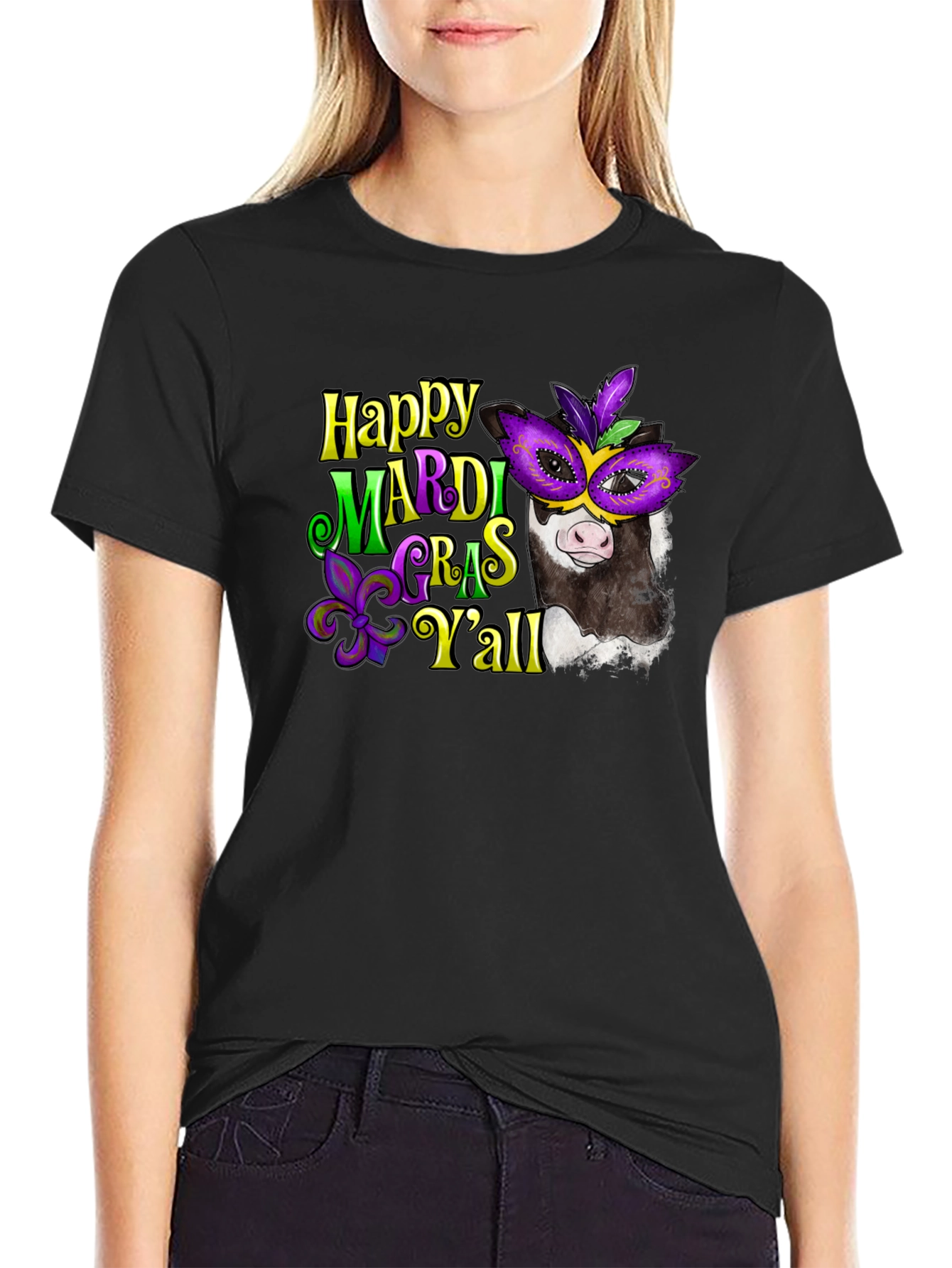 Happy Mardi Gras Yall Cow T-Shirt