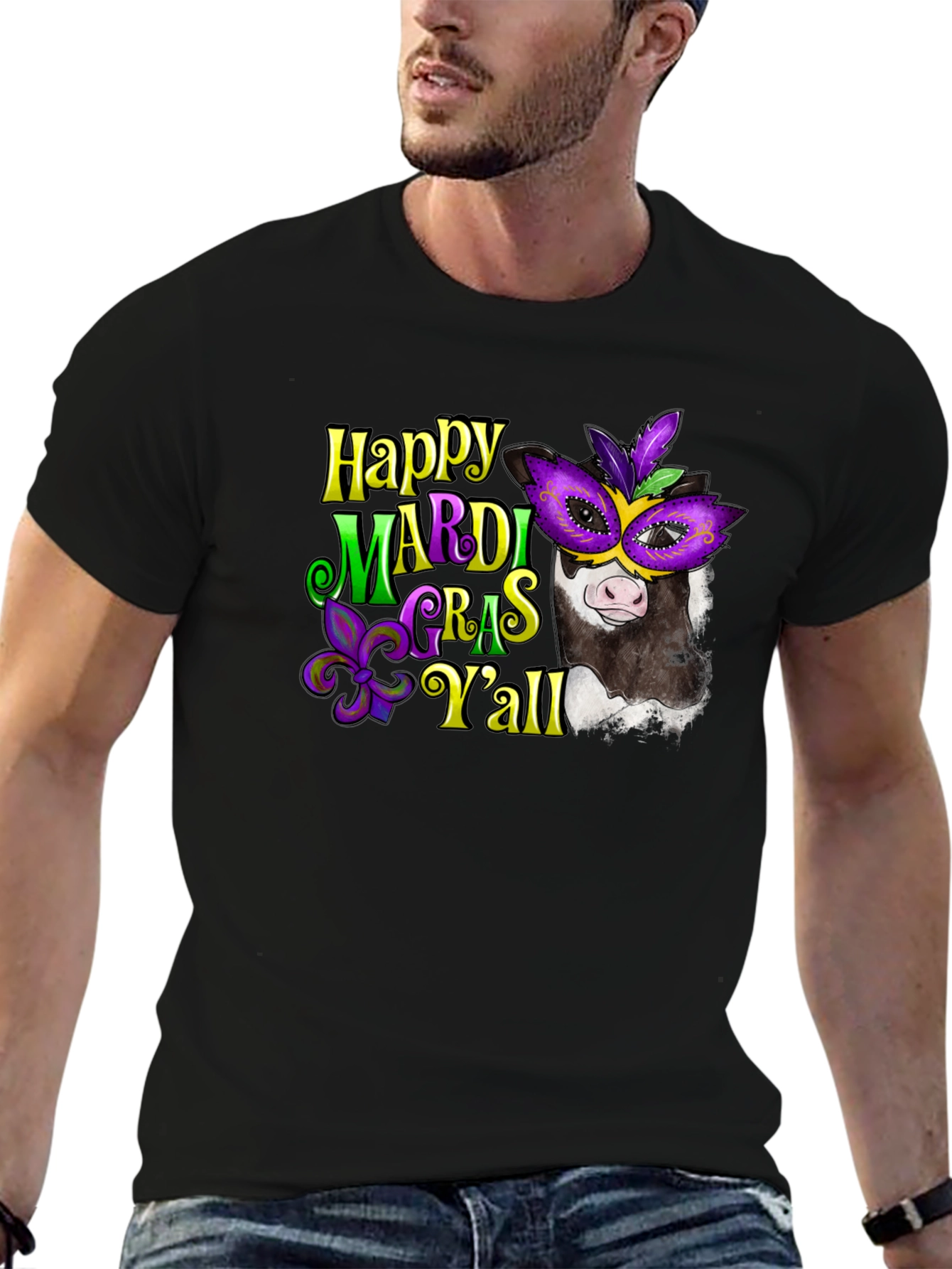 Happy Mardi Gras Yall Cow T-Shirt
