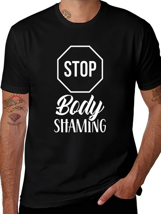 Stop Body Shaming Graphic T-Shirt - Black
