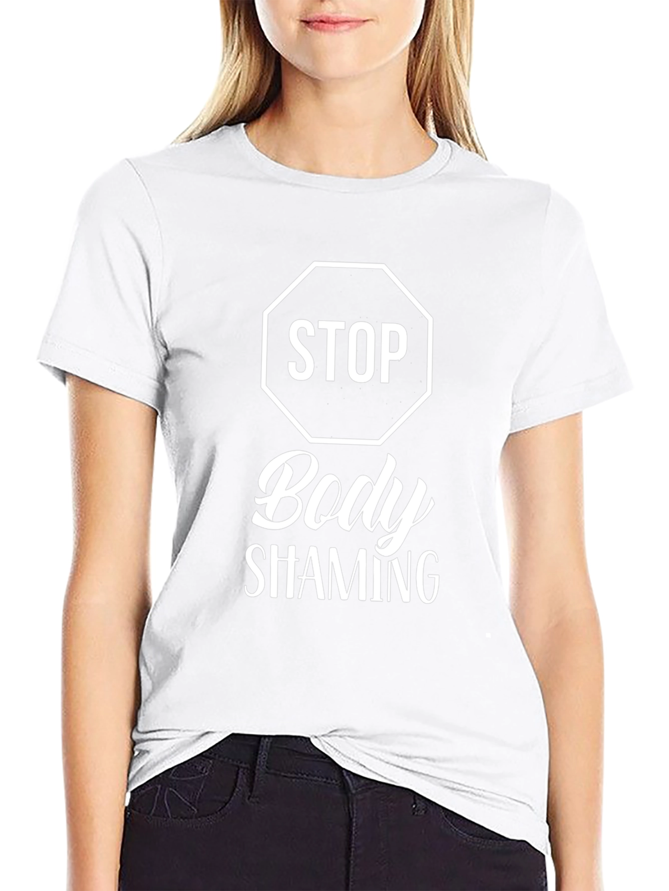 Stop Body Shaming Graphic T-Shirt - Black