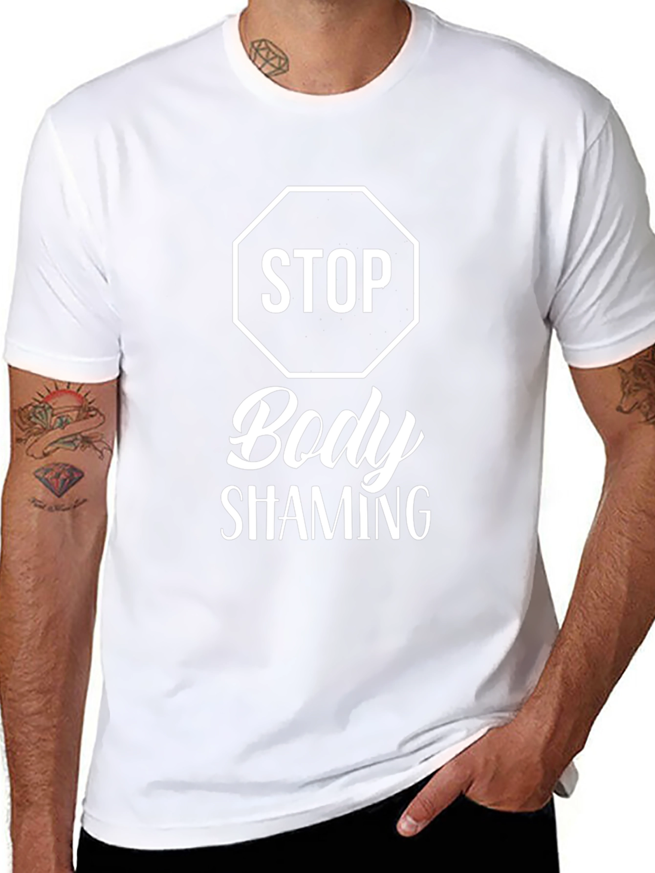 Stop Body Shaming Graphic T-Shirt - Black