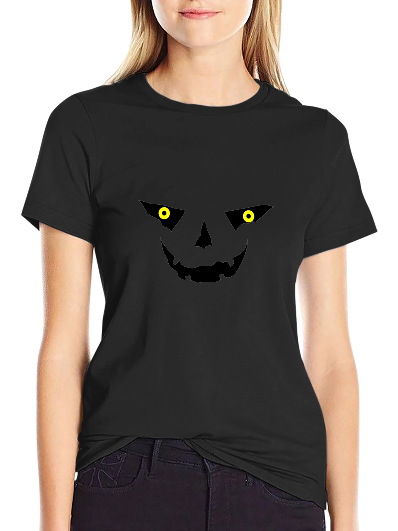 Spooky Jack-o-Lantern Face Black T-Shirt