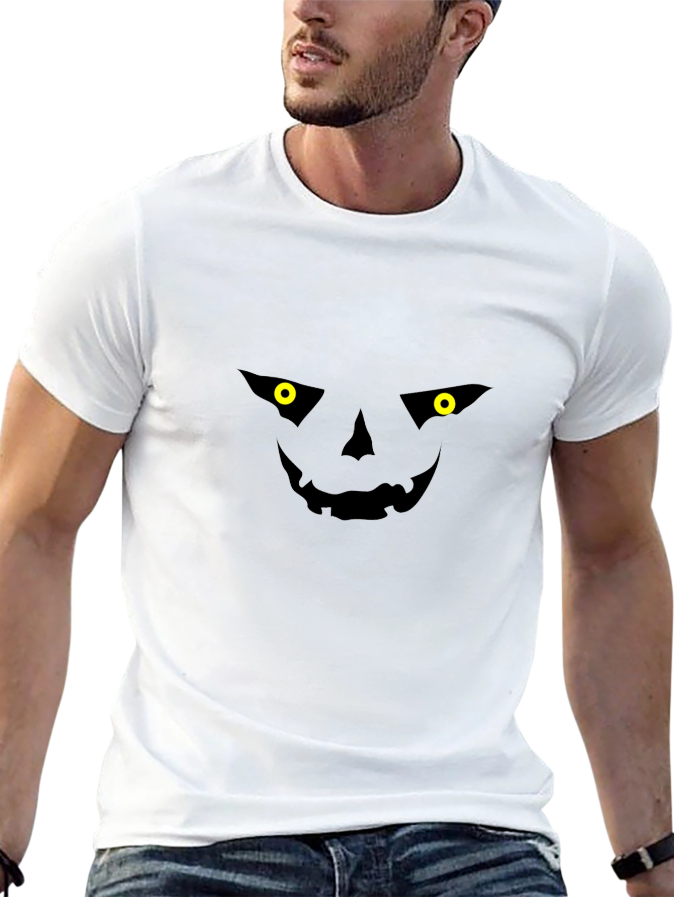 Spooky Jack-o-Lantern Face Black T-Shirt