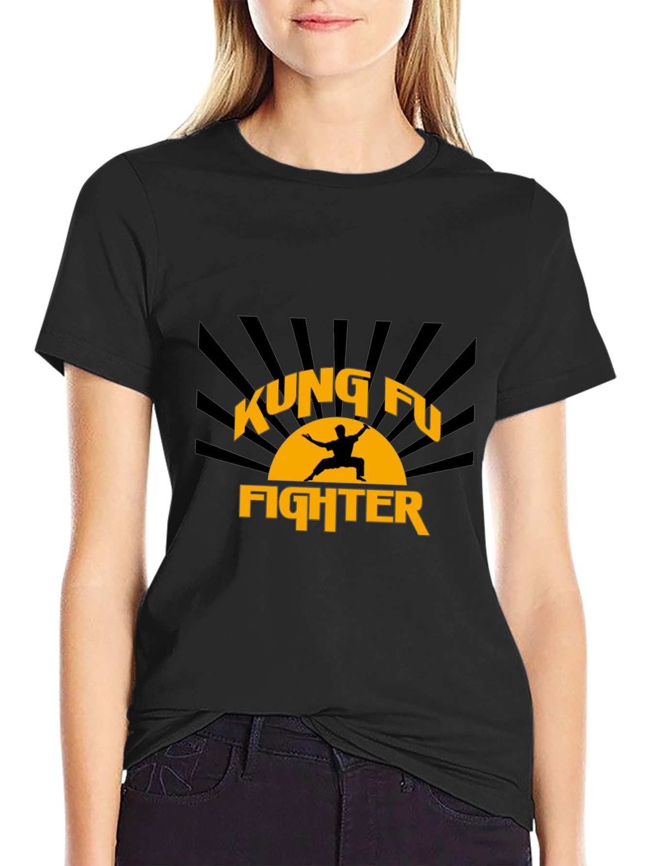 Kung Fu Fighter Graphic Black T-Shirt
